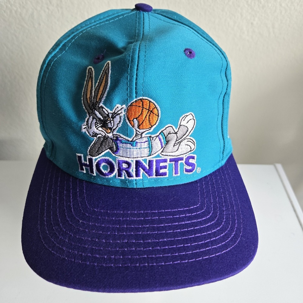 Vintage Charlotte Hornets‎ Looney Tunes Bugs Bunny Retro Snapback Hat 90s Logo 7